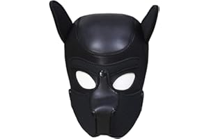 Moleney Adults Neoprene Puppy Hood Mask, Removable Cosplay Dog Full Face Pup Hood Mask