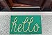 DII Hello Coir Fiber Doormat Non-Slip Durable Outdoor/Indoor, Pet Friendly, 18x30, Aqua