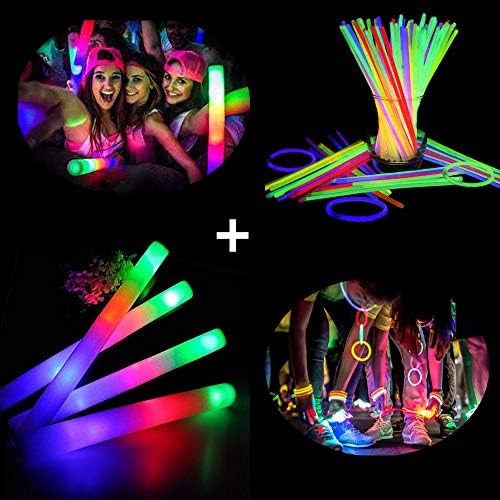 Lifbeier 30 Pack Glow Foam Sticks and 100 Pack Glowsticks, Light Up Toys for Party, Birthday, Wedding, Christmas, Halloween