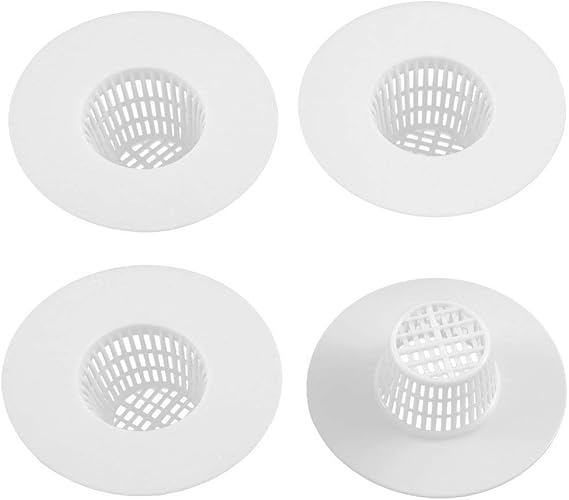 Nxtop Bathroom Plastic Drain Hair Stopper Strainers Sink Drainer White (1 Pack of 4