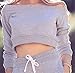 Ybenlow Women's 2 Piece Off Shoulder Crop Top Tracksuit Sweatshirt Sweatpant Set