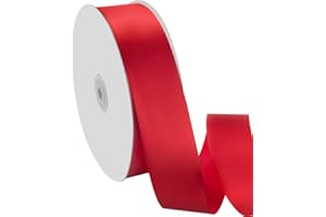 Quhora 1-1/2" x 100 Yards Satin Ribbon - Wide Silk Red Ribbon with Spool - Ideal for Gift Wrapping, Floral Bouquets, Crafts, Wedding Party Decorations, Christmas and Sewing Projects