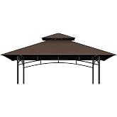 5' x 8' Grill Gazebo Replacement Top, Brown Canopy Top Cover Only | Double-Layer Roof, Water-Resistant Fabric, BBQ Gazebo Cover, Outdoor Garden Patio Yard Use, Frame Not Included