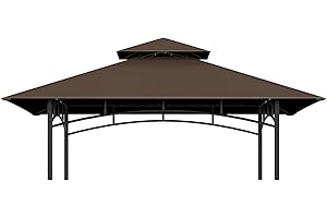 COVBOARD Grill Gazebo Replacement Top, 5 * 8 Outdoor BBQ Top Cover, Double Layer BBQ Gazebo Top Canopy for Model #L-GG001PST-F (Brown)