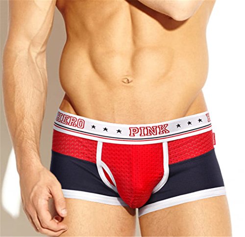 Men's Boxer Briefs, 4 Color Options (Large, Red)