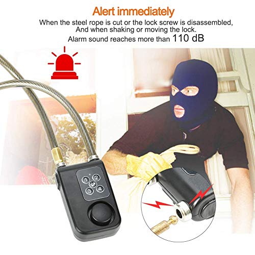 Solebe Password Lock Bike/Motorcycle/Gate Door Digital Lock with Anti Theft Alarm 110dB(Black 31.5 Inch)