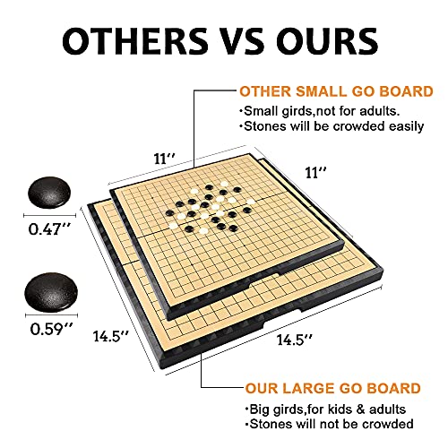 Go Game Set, (15inch) Large Go Board Game with 19X19 Foldable