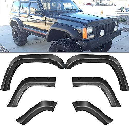 TURBOSII For 1984-2001 Jeep Cherokee XJ Factory Style 4pcs Paintable ABS Smooth Wheel Fender Flares (Black),1 YEAR WARRANTY