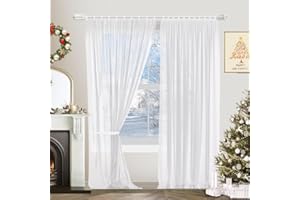 84" Sheer Curtain Panels with 10-78" Flexible Track Window Treatment Set, Cuttable Adjustable Blind Track Wire with Shades fo