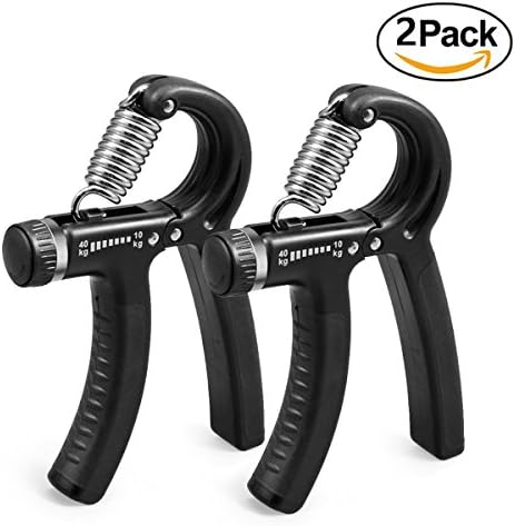 Pasnity Hand Grip Strengthener Adjustable Resistance 22-88 Lbs (10-40kg), Hand Grip Exerciser, Strengthen Grip, Hand Squeezer, Forearm Grip, Hand Exercise, Gripper, Finger Strengthener (Black+Black)