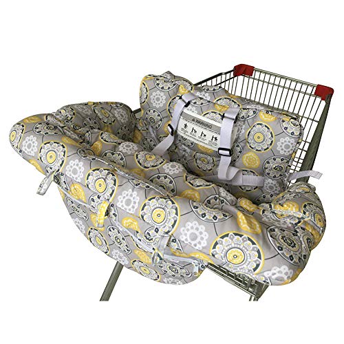 Qchengsan 2-in-1 Shopping Cart High Chair Cover 4 Leg Holes Elastic for Twin Baby Foldable Portable Seat - Thumbnail 4