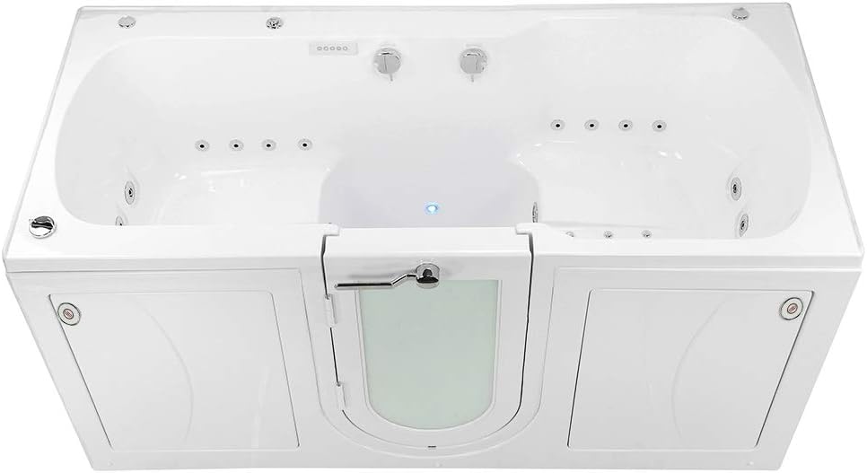 Ella's Bubbles TO2SA3680HR Ella Big4Two 36"x 80" Triple Massage Acrylic Walk-in Bathtub with Outward Swing Door, Heated Seats, Dual 2" Drains, 36" x 80, White