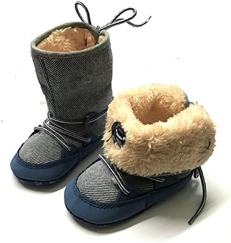 Merrym Soft Sole Anti-Slip Warm Winter Prewalker Toddler Boots (12-18 months:13cm, Blue)