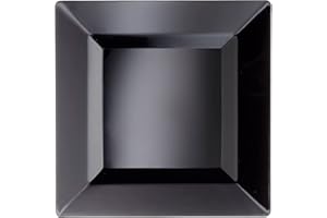 Party Essentials N697017 Hard Plastic 6.5-Inch Classic Square Dessert/Appetizer Plates, Black, 70-Count