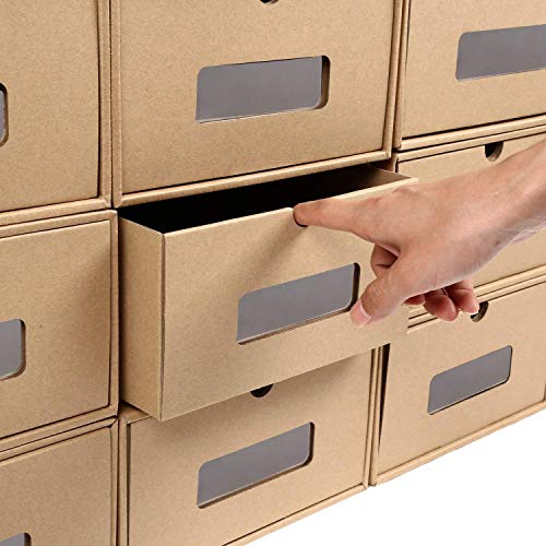 Prasacco Shoes Box, 10 Pack,Rugged, Durable, Perspective, Breathable, DIY Visible Cardboard Shoe Storage Boxes, 13 x9x5 inch, Designed to Woman\'s Size 11, Men\'s Size 10.5 MAX