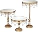 Dahlia Studios Antique Gold Beaded Mirror-Top Round Cake Stands Set of 3