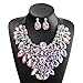 Holylove 5 Colors Fashion Women Ribbon Tie Statement Necklace with Chunky Tear Drop Glass Beads (8455 AB Crystal)