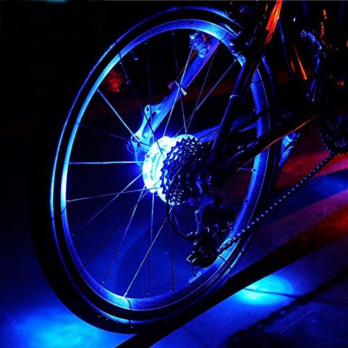 Wiitek Leadbike Bicycle LED Wheel Light, Colorful Bike Warning Light, Magic Decoration Cycling Hub Light, 3 Shining Modes, 3xLR44 Battery IP55 Waterproof (Blue)