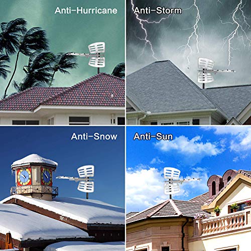 【2019 Newest】 Outdoor TV Antenna, Amplified Digital HDTV Antenna with Mounting Pole, 150+ Miles Range, Support 2 TVs, Amplifier Signal Booster, 33 FT Coax Cable