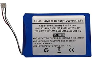 Starnovo 3.7V/1000mAh Replacement GPS Navigator Battery for Garmi n Nuvi 2539LM 2539LMT 2559LM 2559LMT 2589LMT 2597LMT 2599LMT 2599LMT HD，010-01187-01, AI32AI32FA14Y