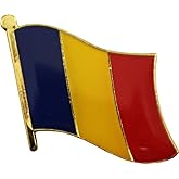 Romania Flag Die-struck Metal Single Lapel Pin with Butterfly Clasp Closure