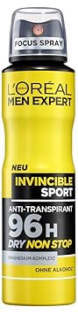 L'Oreal Men Expert Invincible Sport Männer Deo Spray, 96H langanhaltender Trockenschutz, ohne Alkohol, männlich-holziger Duft