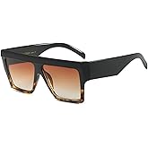 COTIA Oversized Flat Top Sunglasses Women Men Square Pilot Rimless Shades