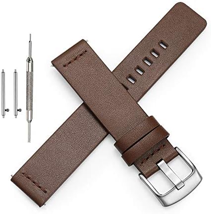 ViuiDueTure Quick Release Leather Watch Band - Genuine Leather Replacement Wrist Strap for Men Women - Choice of Width - 18mm, 20mm, 22mm or 24mm