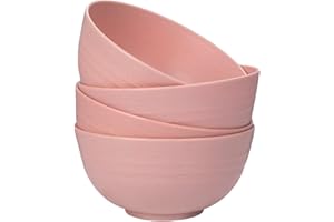 Unbreakable Wheat Straw Cereal Bowls Set of 4, 24 OZ Microwave and Dishwasher Safe Lightweight Soup and Salad Bowl Sets, Reus