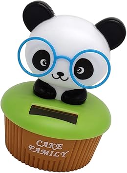 NYLSA Cartoon Solar Powered Panda Figurine - Dancing Swing Figure Model Kids Educational Toy Car Desk & Festival Decor