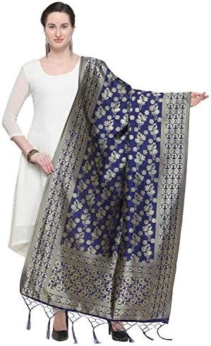 Pisara Women Silk Banarasi Dupatta,Turquoise Blue