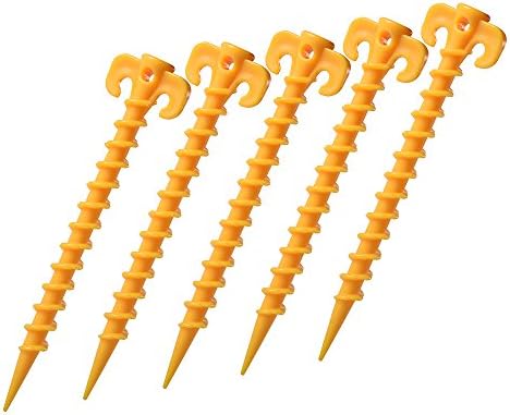 Game Changing Hand Screw-in Camping Stakes/Pegs for Tents, RV, Canopies, Tarps, and More - Works Well in Dry Dirt, Sand, and Soil - Ultra Lightweight