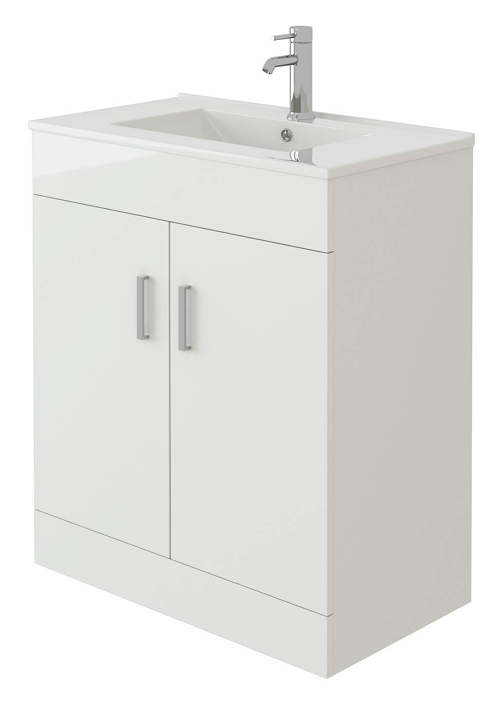 VeeBath Sphinx Minimalist 700mm White Gloss Vanity Unit With Ceramic Basin Sink - Bathroom ...