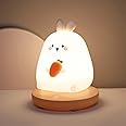 ALLWIN Cute Carrot Rabbit LED Night Light for Baby Silicone Night Light for Kids Bunny Dimmable Night Light for Kids Room Bedside Nursery Lamp Nightlight for Girls Animal Night Lights for Kids Room