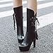 Women’s Mid-Calf Platform Boots | Ladies Fashion High Heel Lace up Cute Middle High Bootie | Casual Round Toe Waterproof PU Leather Boot Shoesthumb 1