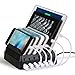 Upow 6-Port USB Charging Docks Desktop Multi-device Organizer for Smart Phones and Tablets (Black)