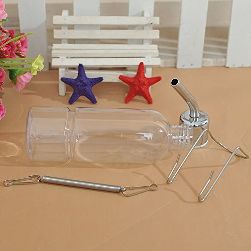 SCASTOE 180ml Stainless Steel Drinking Straws Water Bottle Feeder for Pet Rat Hamster Rabbit