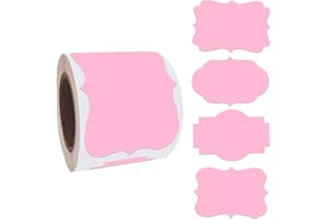 SALEMAR 2 x3 Pink Label Stickers, Self-Adhesive Gift Tag Stickers, Write on Blank Labels for Essential Oil Bottles, Gifts, Name Tags, Fancy Shapes 200PCS