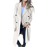 IDEALSANXUN Womens Long Wool Coats Fall Winter Double Breasted Trench Coat Peacoat Dress Blazer Jackets