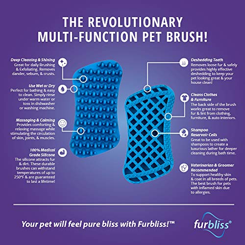 VETNIQUE LABS Furbliss Equine Grooming Tack Horse Brush - for Horse Brushing Deshedding Massaging Horse Tool