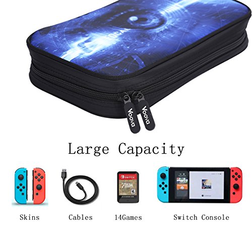 Voova Travel Case for Nintendo Switch Carrying Bag Holder 14 Games Anti-Scratch Lightweight Protective Portable Carry Pouch Shell for Nintendo Switch Console Accessories (blue)