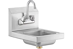 EXPRESS KITCHQUIP 12" x 12" Stainless Steel Wall Mount Hand Sink with Gooseneck Faucet – NSF Certified | Compact Commercial Use