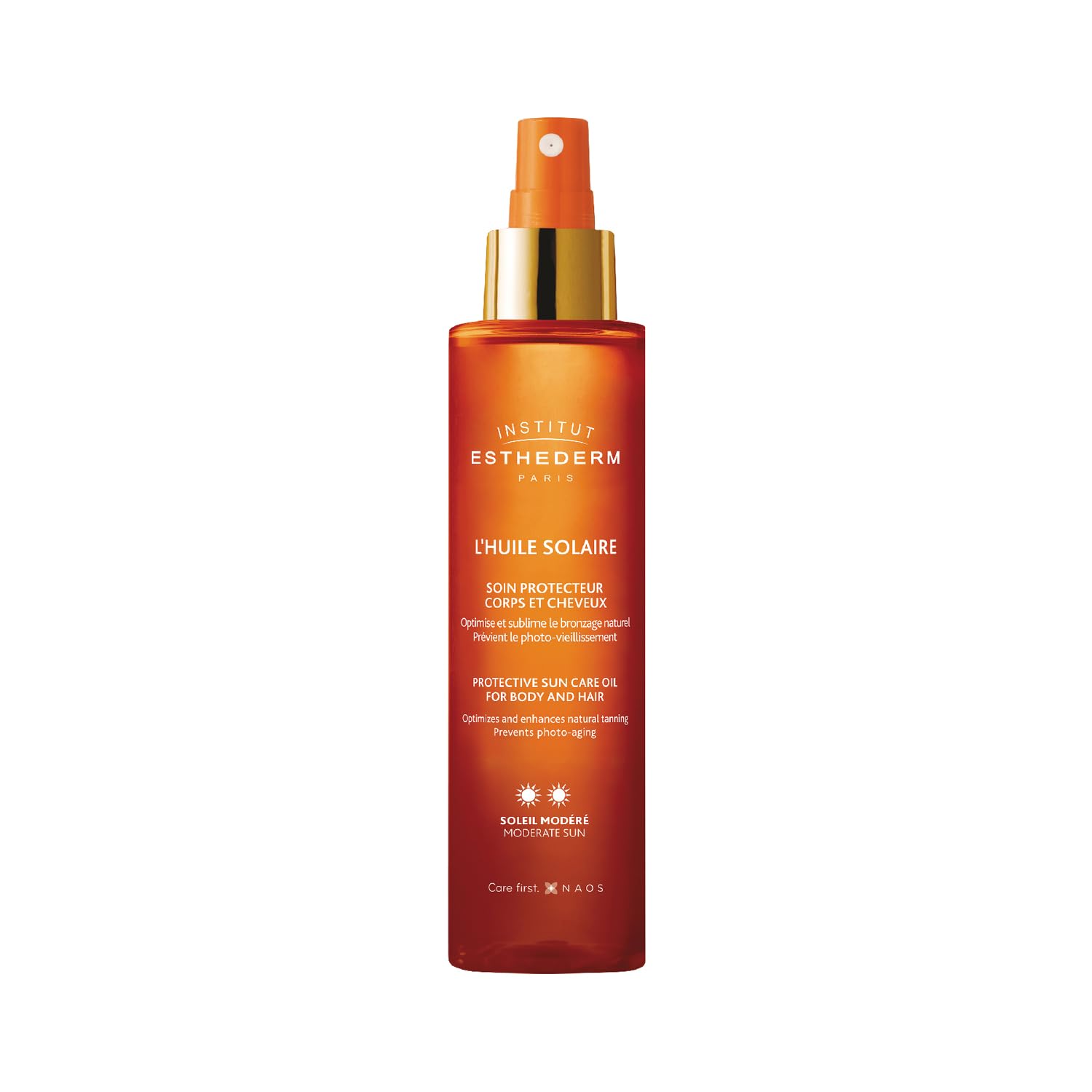 Institut Esthederm Adaptasun Protective Tanning Oil, Moderate Sun Protection for Hair & Body 150ml