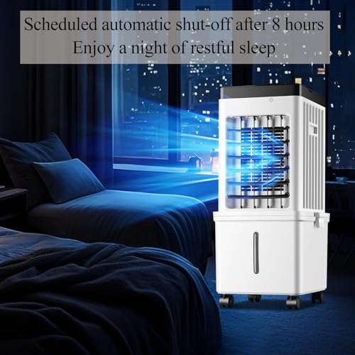 4-in-1 Portable Air Conditioner, Fast Cooling Evaporative Air Cooler, Ultra Quiet with 3 Wind Speeds, 8L Large Water Tank & Remote Control, Air Conditioner Portable for Home Bedroom Office