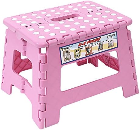 Maddott Super Strong Folding Step Stool for Adults and Kids,11x8.5x8.5inch, Holds up to 250 Lb, Pink