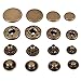 30 Sets Heavy Duty Snap Fasteners, BetterJonny 15mm Antique Brass Poppers Press Stud Rivet for Leather Craft Sewing Clothing