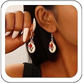 Zeshimb Boho Cowrie Shell Earrings Printed Seashell Dangle Earrings Summer Beach Natural Cowrie Earrings Gold Shell Hook Earrings Ocean Jewelry for Women