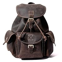 Laptop Backpack, Berchirly Vintage Real Leather Travel Backpacks Rucksack School Laptop Camping Hiking Bag