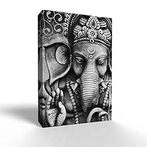 Canvas Wall Art Elephant God Canvas Painting Wall Poster Decor for Living Room Wooden Framed Home Decorations - 12x18 inches