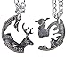 Marycrafts Buck and Doe Interlocking Necklace Set Quarter Coin Cut BBF, Couples Jewelry Relationship Deer Heads (14 Inches)